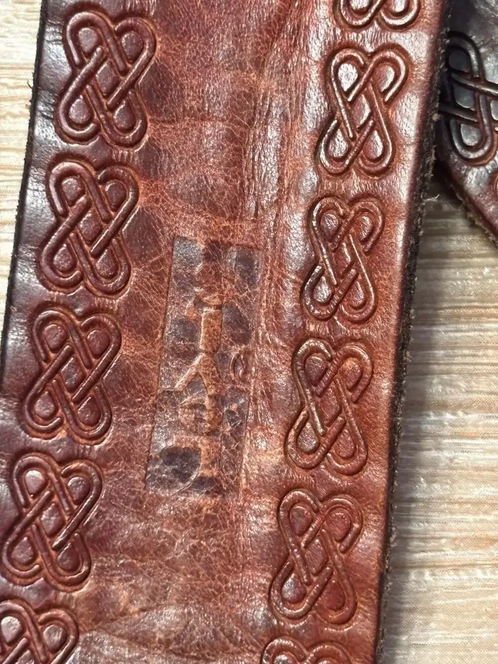 Vintage Levi Strauss & Co. Tooled Leather Belt with Solid Brass Buckle